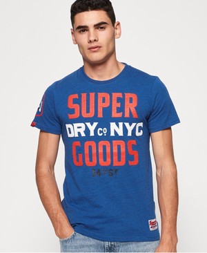 Superdry 34th Street Férfi Pólók Kék | ISEXJ2395